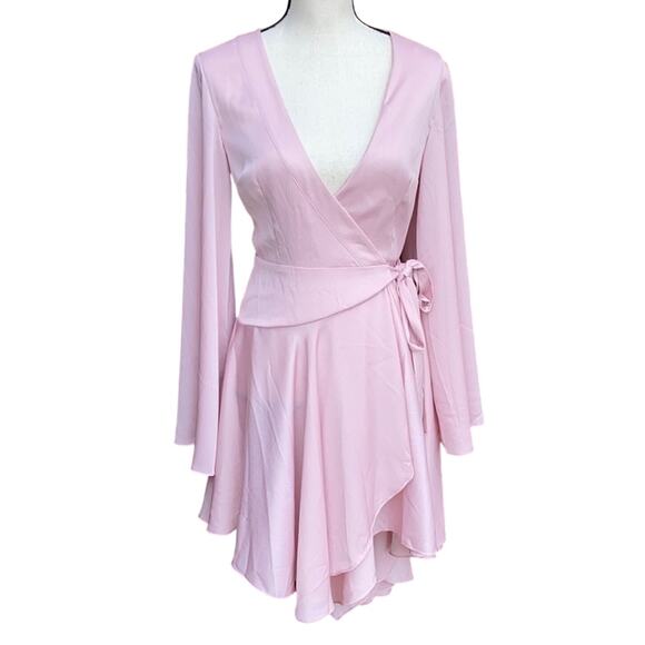 KEEPSAKE the Label Dresses & Skirts - KEEPSAKE the Label Oceans LS Asymmetrical Hem Wrap Mini Dress Blush XS NWT